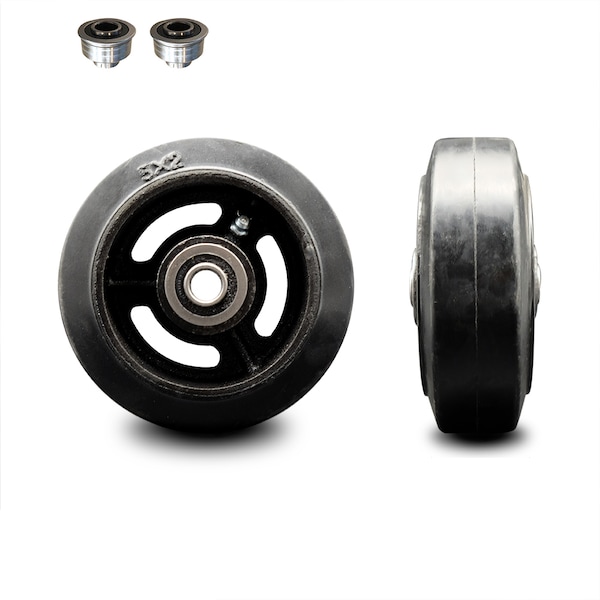 SCC -5" Rubber on Cast Iron Wheel Only w/Ball Bearing-1/2" Bore-450 lbs Capacity